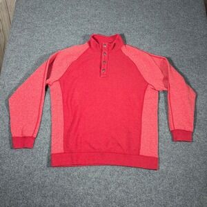 Tommy Bahama Sweater Mock Neck Mens Large Red Pullover Button Long Sleeve
